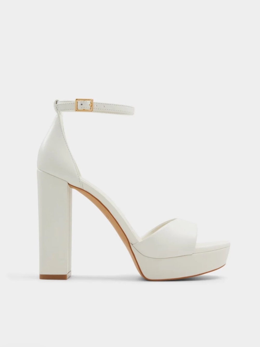 Aldo White Platform Ankle-Strap Block Heel Sandals Size 9